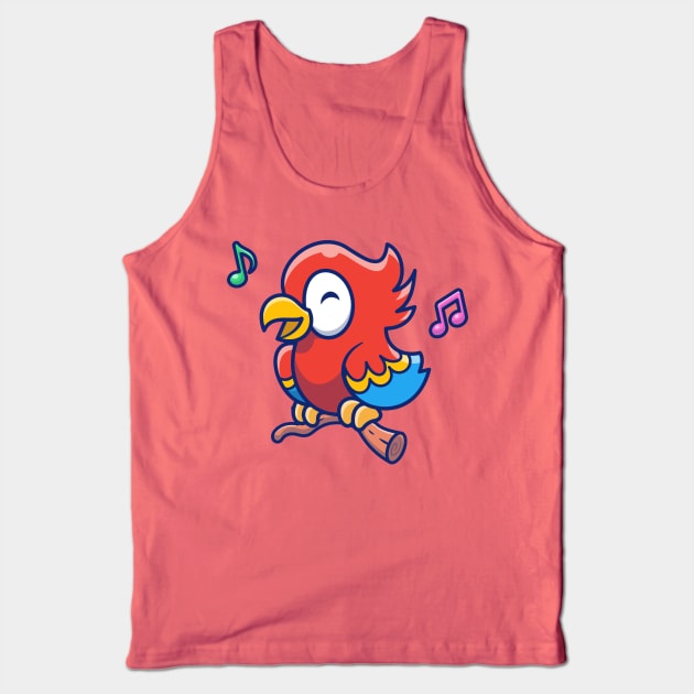 Cute Parrot Bird Singing Cartoon Tank Top by Catalyst Labs